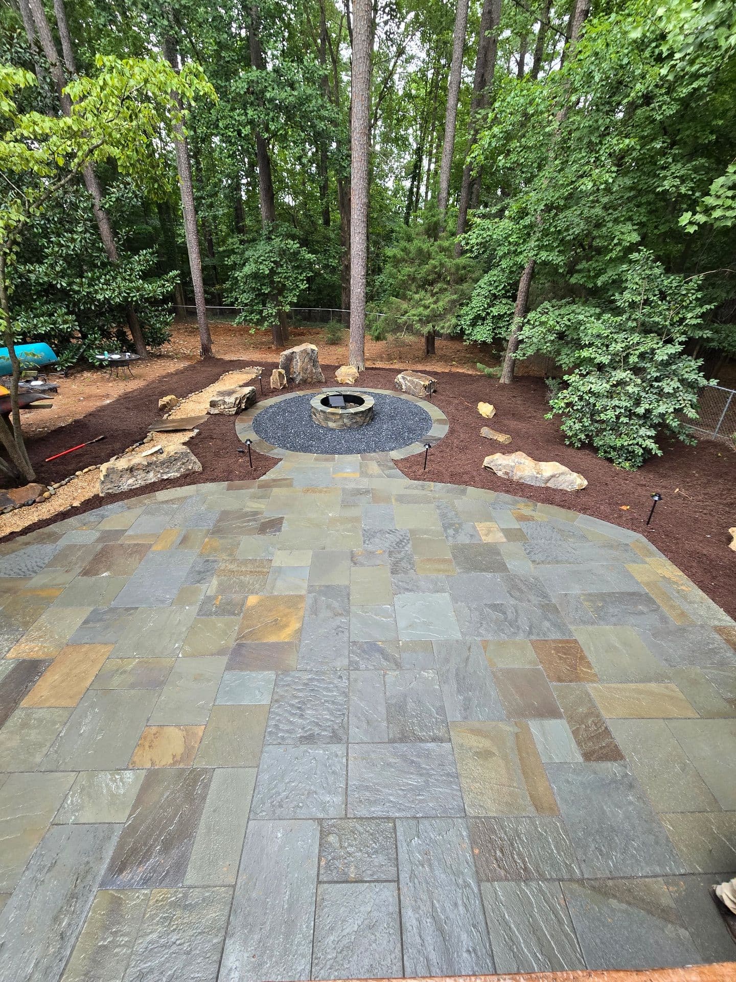 Gallery photos for Stunning Bluestone Patio with Fire Pit Design: Image #4