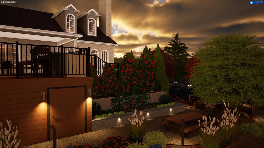 Beautiful home exterior at sunset with vibrant flowers and landscaped garden.